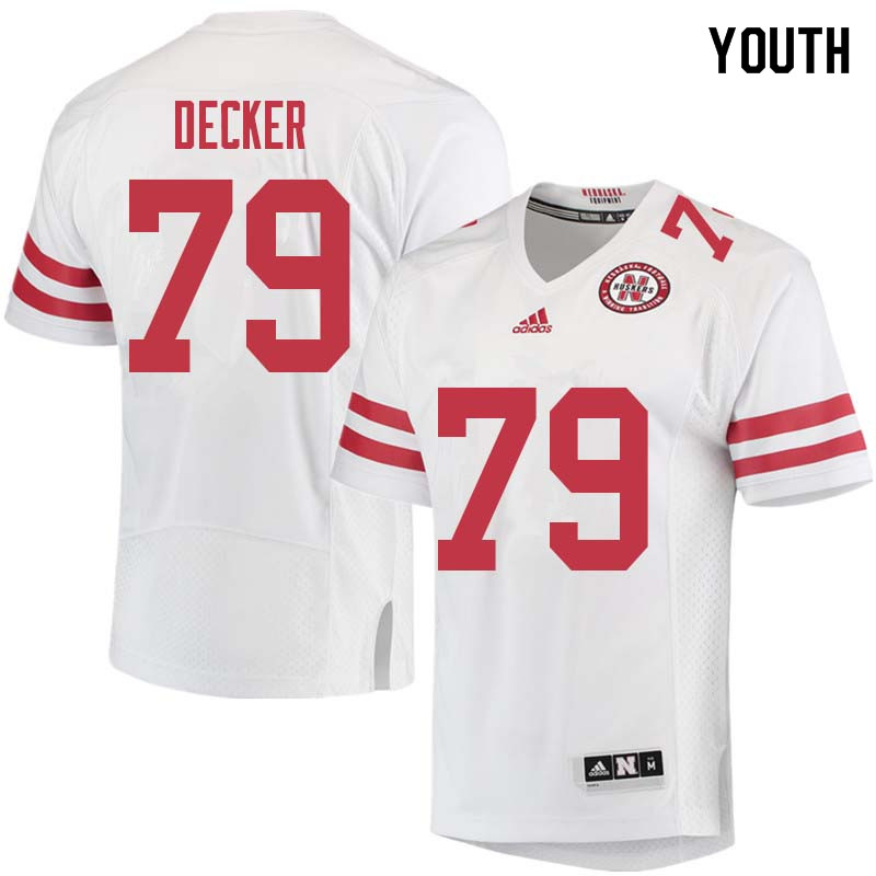 Youth #79 Michael Decker Nebraska Cornhuskers College Football Jerseys Sale-White - Click Image to Close